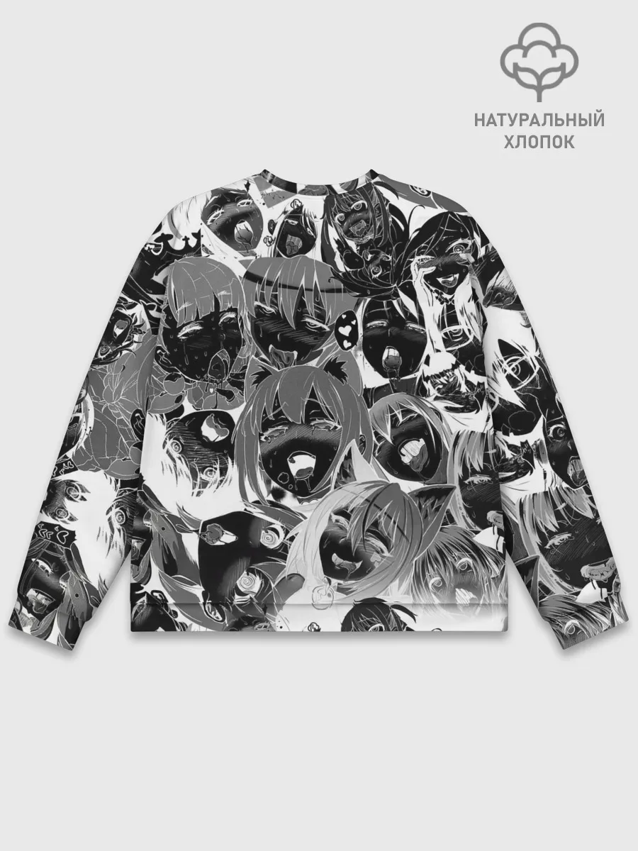 Мужской свитшот базовый / Ахегао паттерн черный