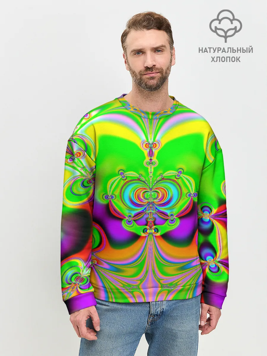 Мужской свитшот базовый / КИСЛОТНЫЙ ФРАКТАЛ ГЕОМЕТРИЯ