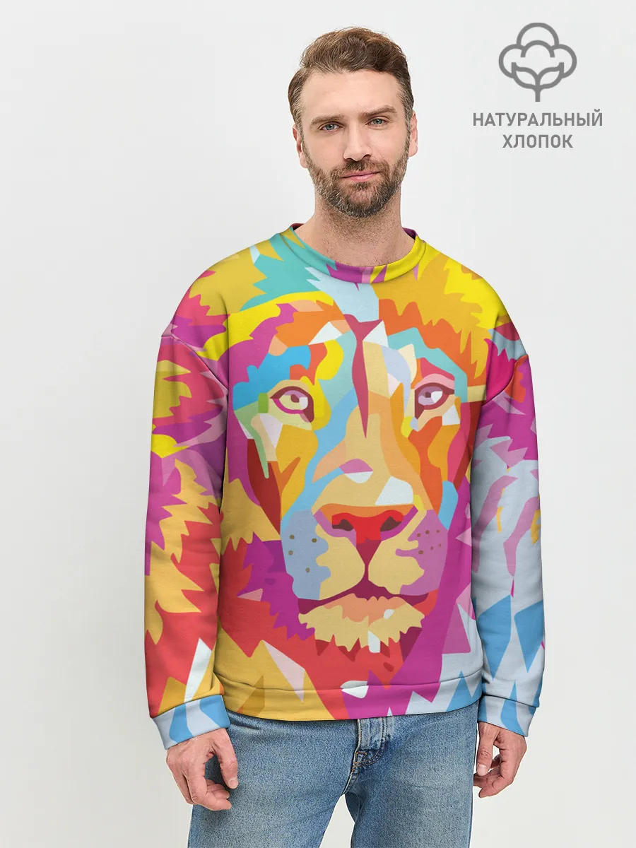 Мужской свитшот базовый / Акварельный лев