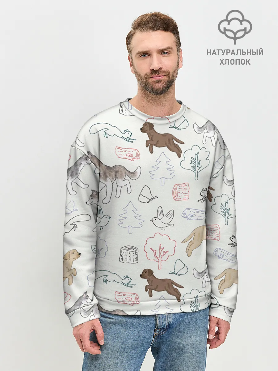 Мужской свитшот базовый / Рисунок домашних любимцев