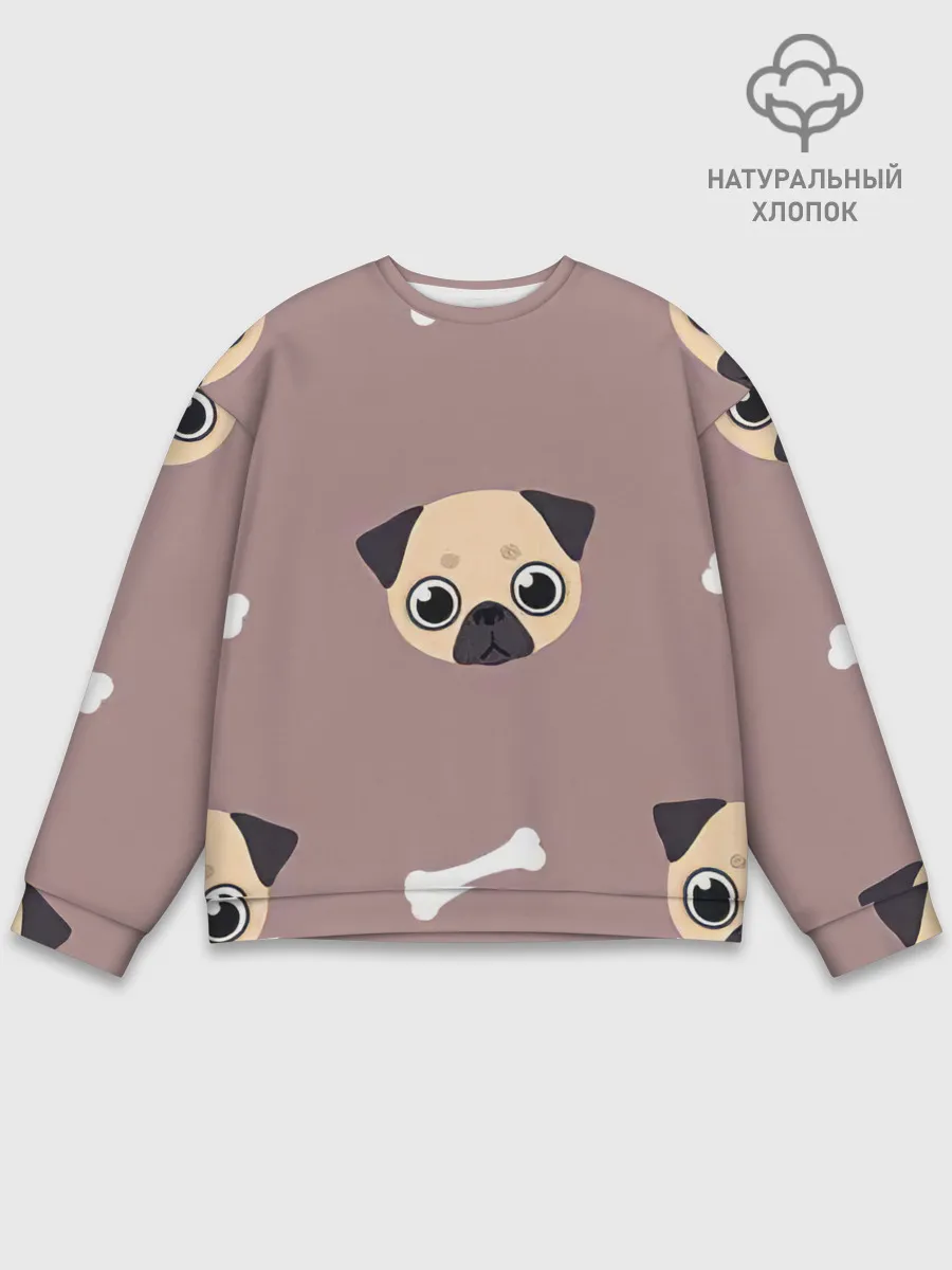Мужской свитшот базовый / Мопсины мордашки