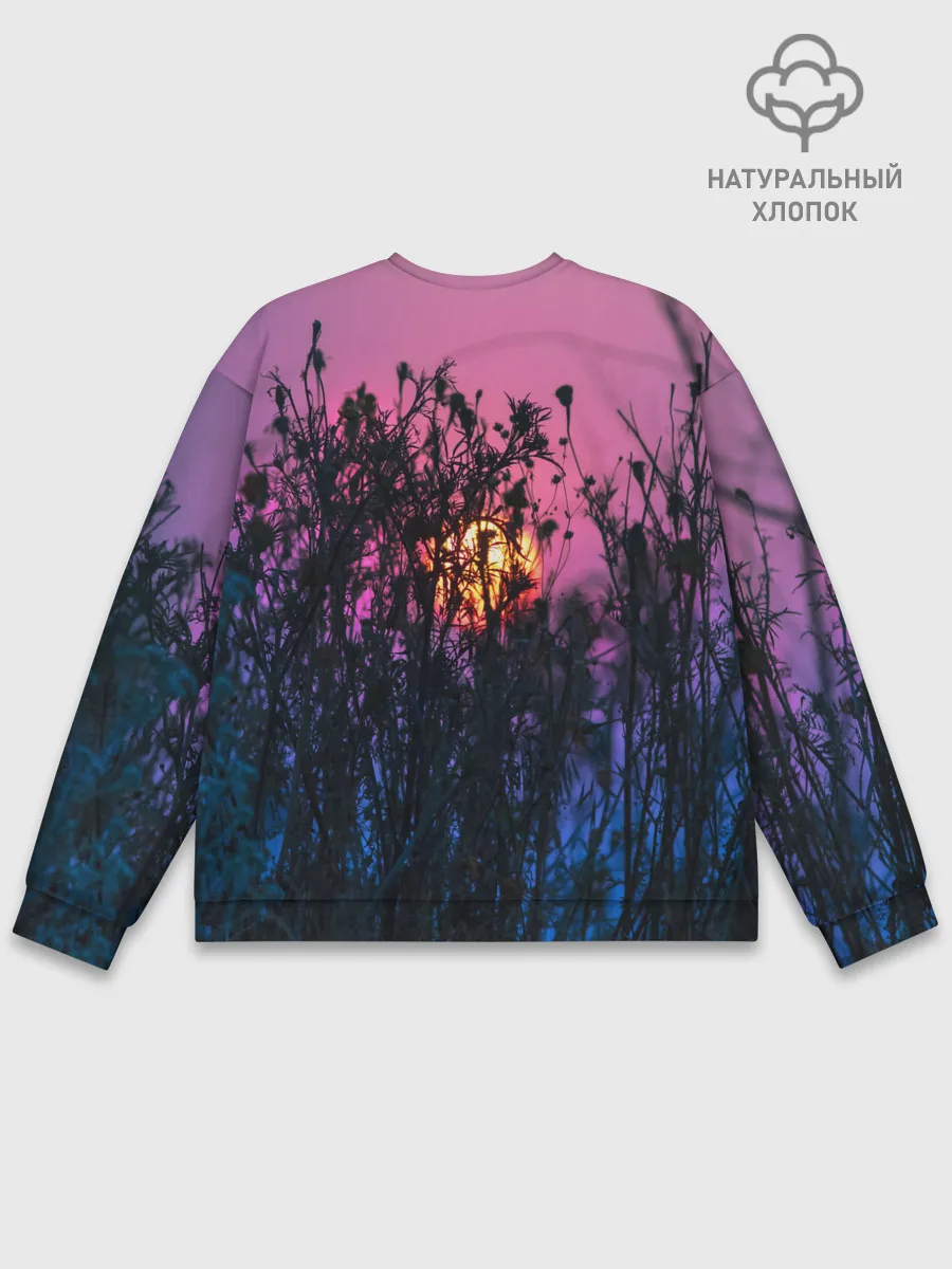 Мужской свитшот базовый / Трава растения закатный свет