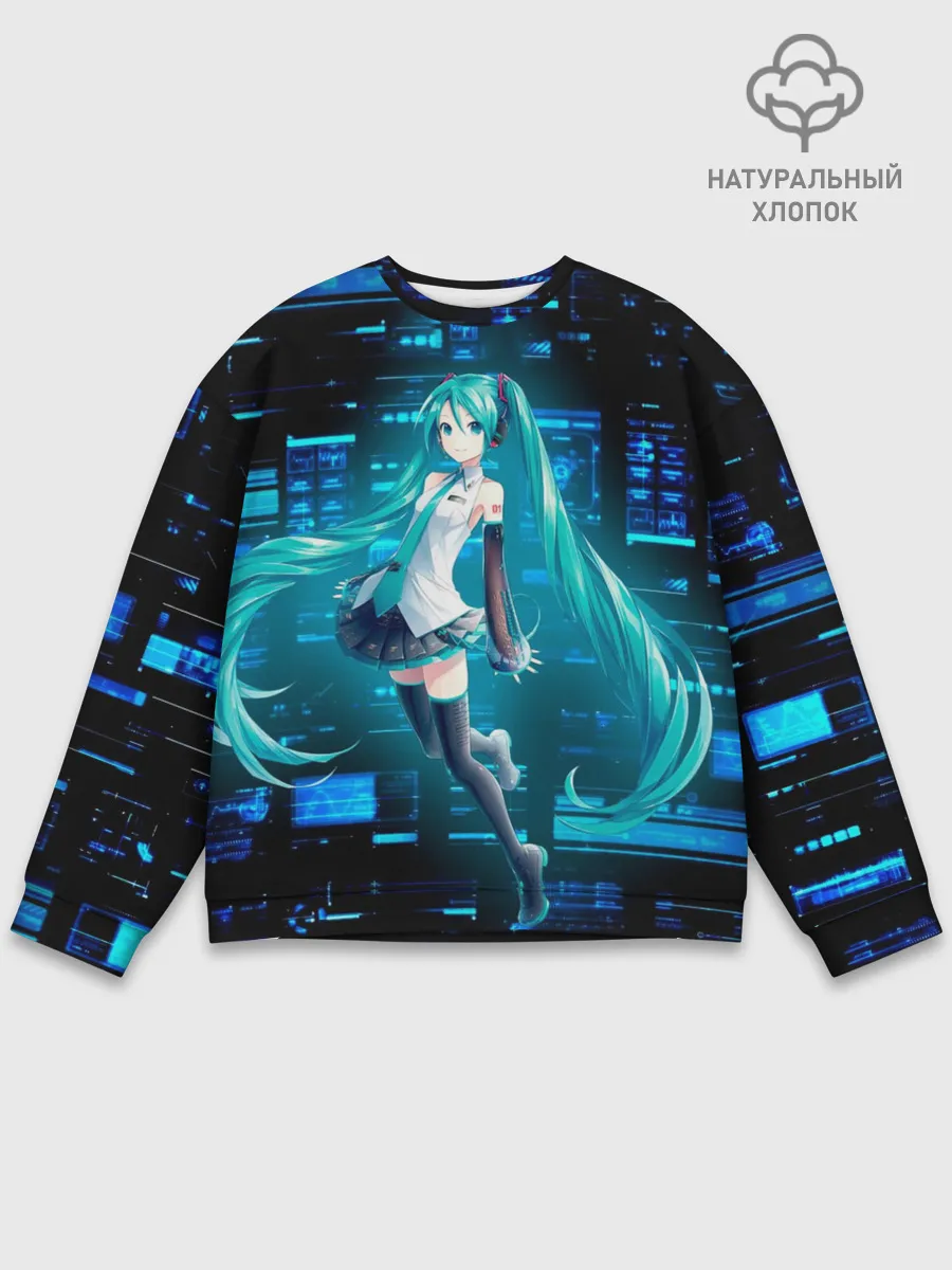 Мужской свитшот базовый / Miku в матрице