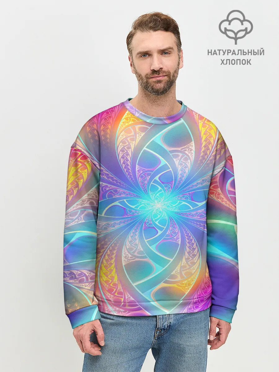 Мужской свитшот базовый / Узоры / Абстракция /Неон