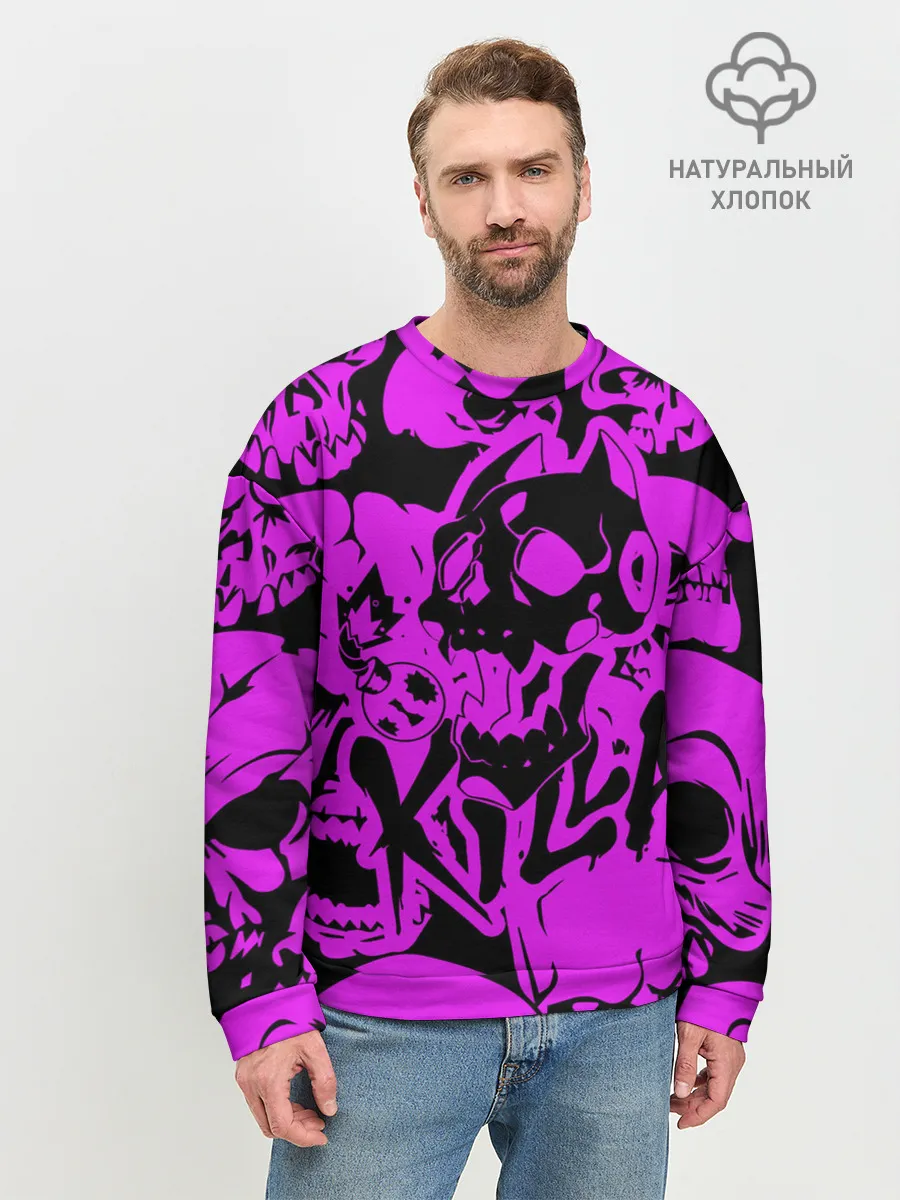 Мужской свитшот базовый / KILLA фиолетовые черепа