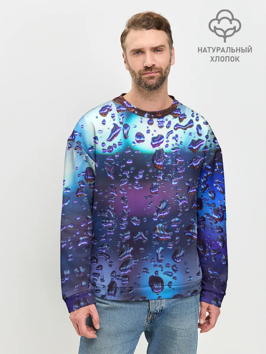Мужской свитшот базовый / Капли на стекле макро