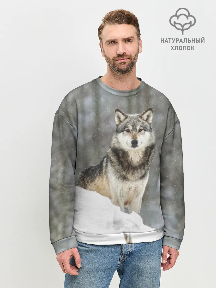 Мужской свитшот базовый / Волк и снег
