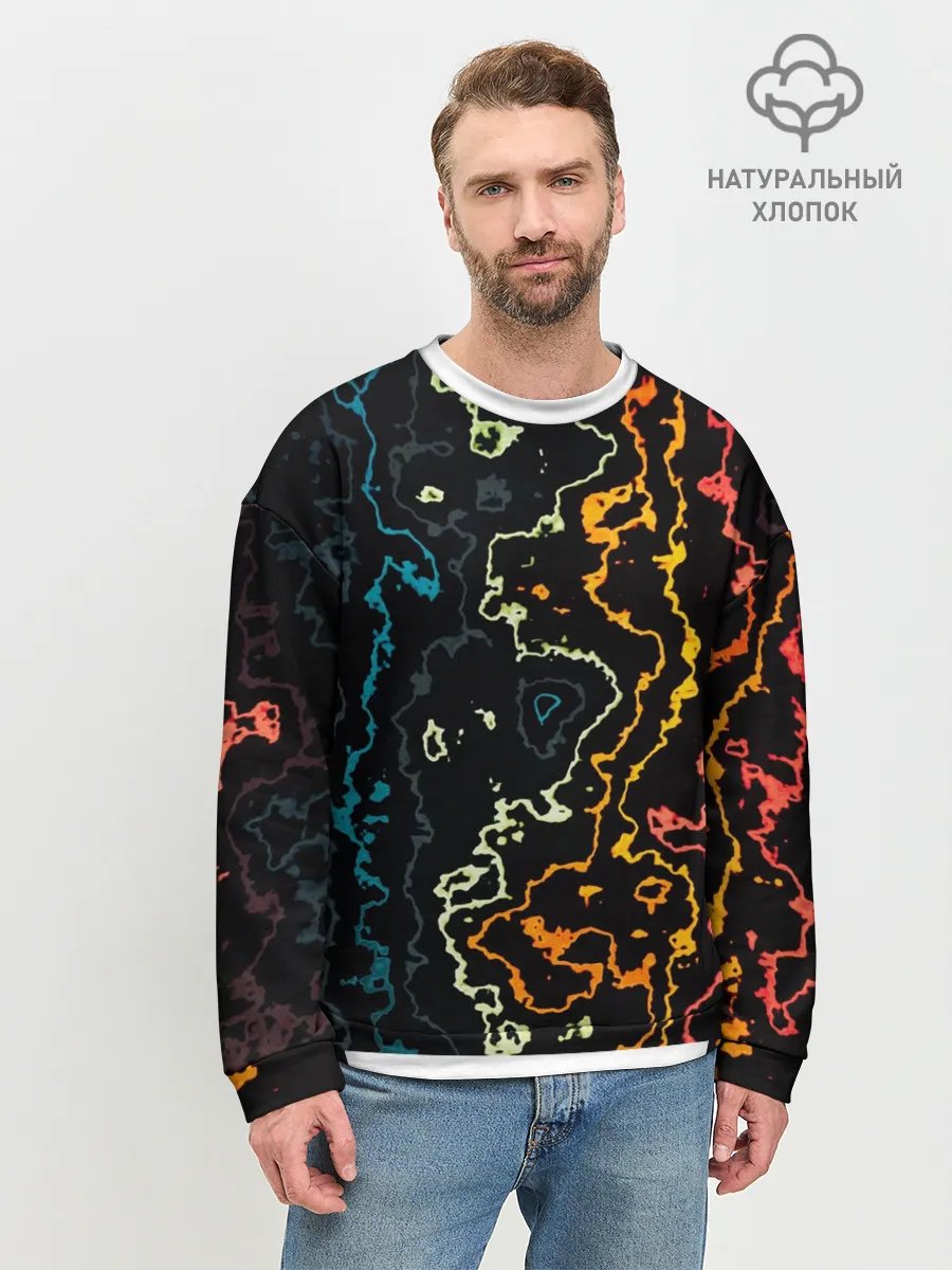 Мужской свитшот базовый / линий,цветной,черный