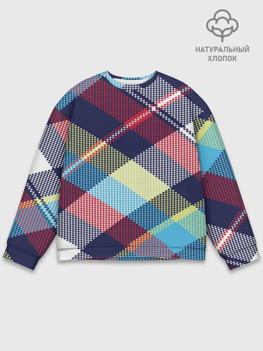 Мужской свитшот базовый / Клетка / Текстура в клетку #2