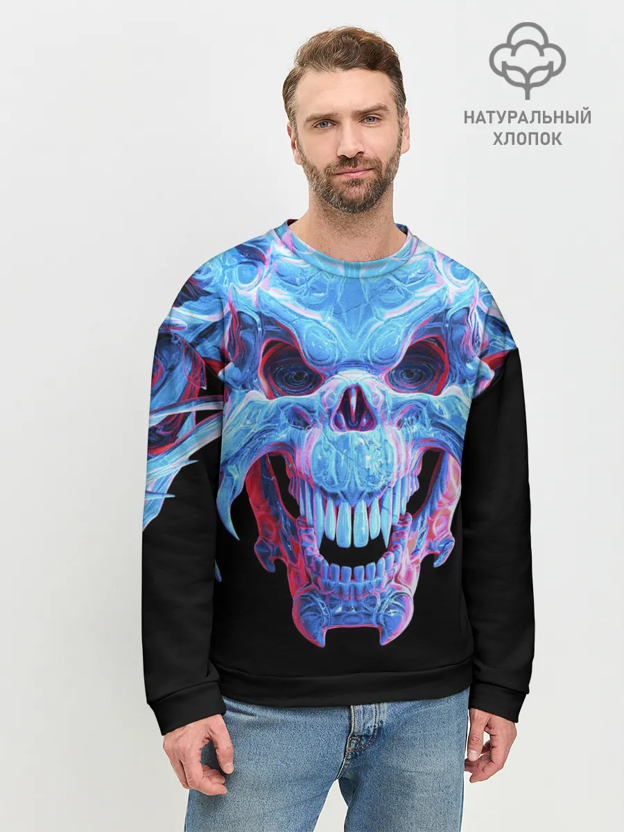 Мужской свитшот базовый / Череп Психоделика