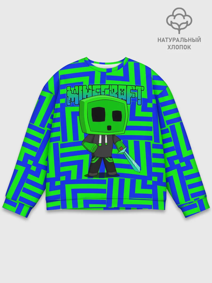 Мужской свитшот базовый / Minecraft | Creeper