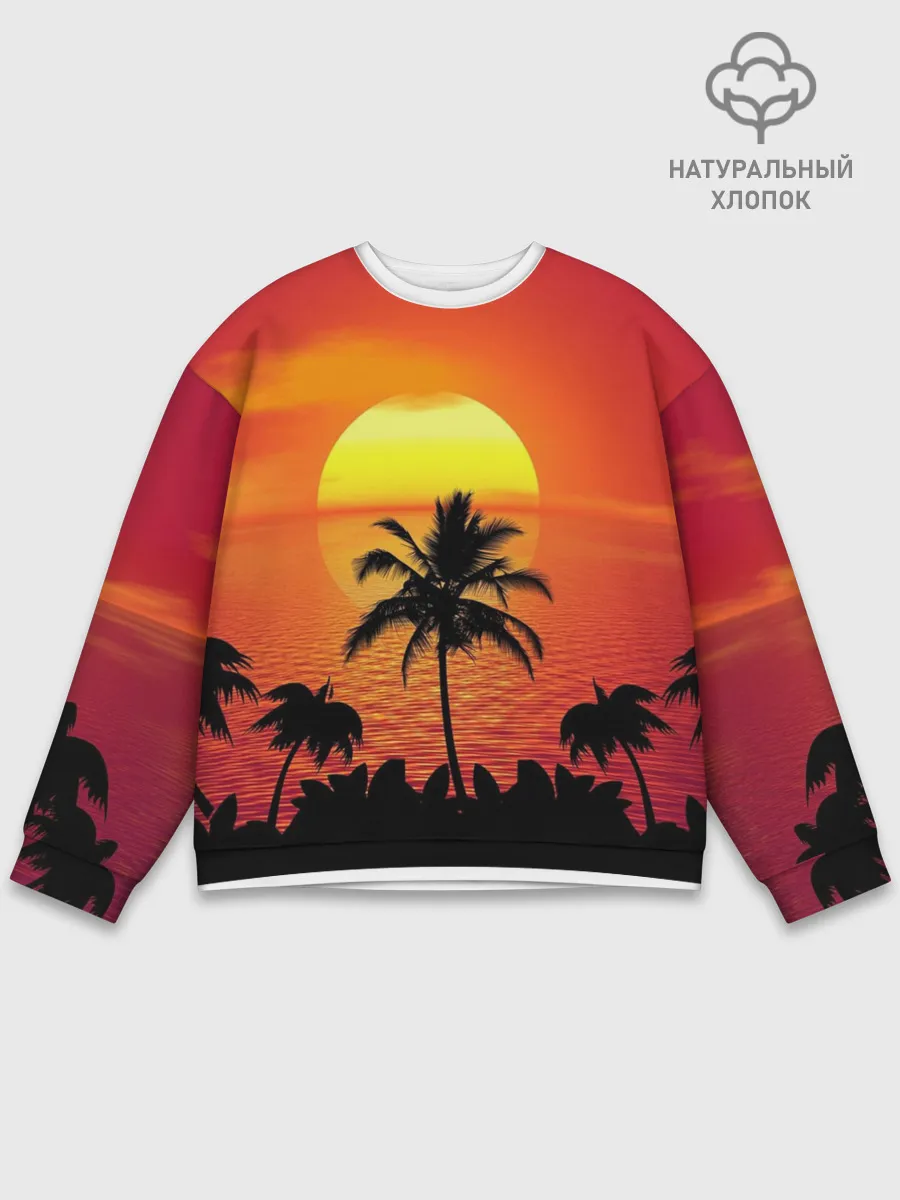Мужской свитшот базовый / Пальмы на фоне моря