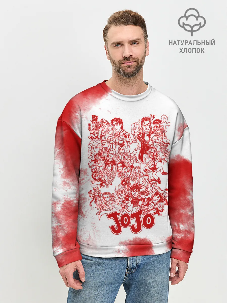 Мужской свитшот базовый / Джоджо герои красный дым