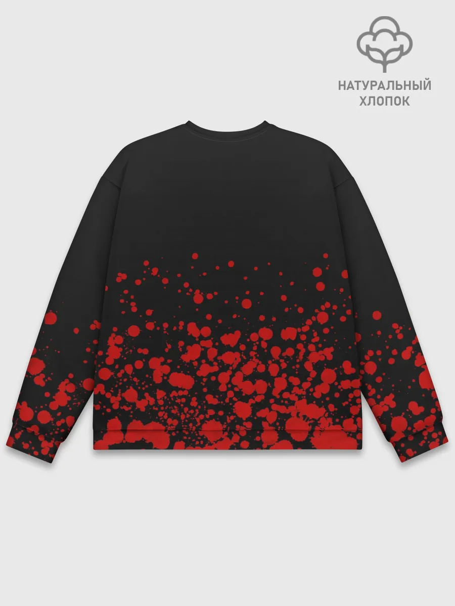 Мужской свитшот базовый / Убийца Акаме на черно-красно фоне