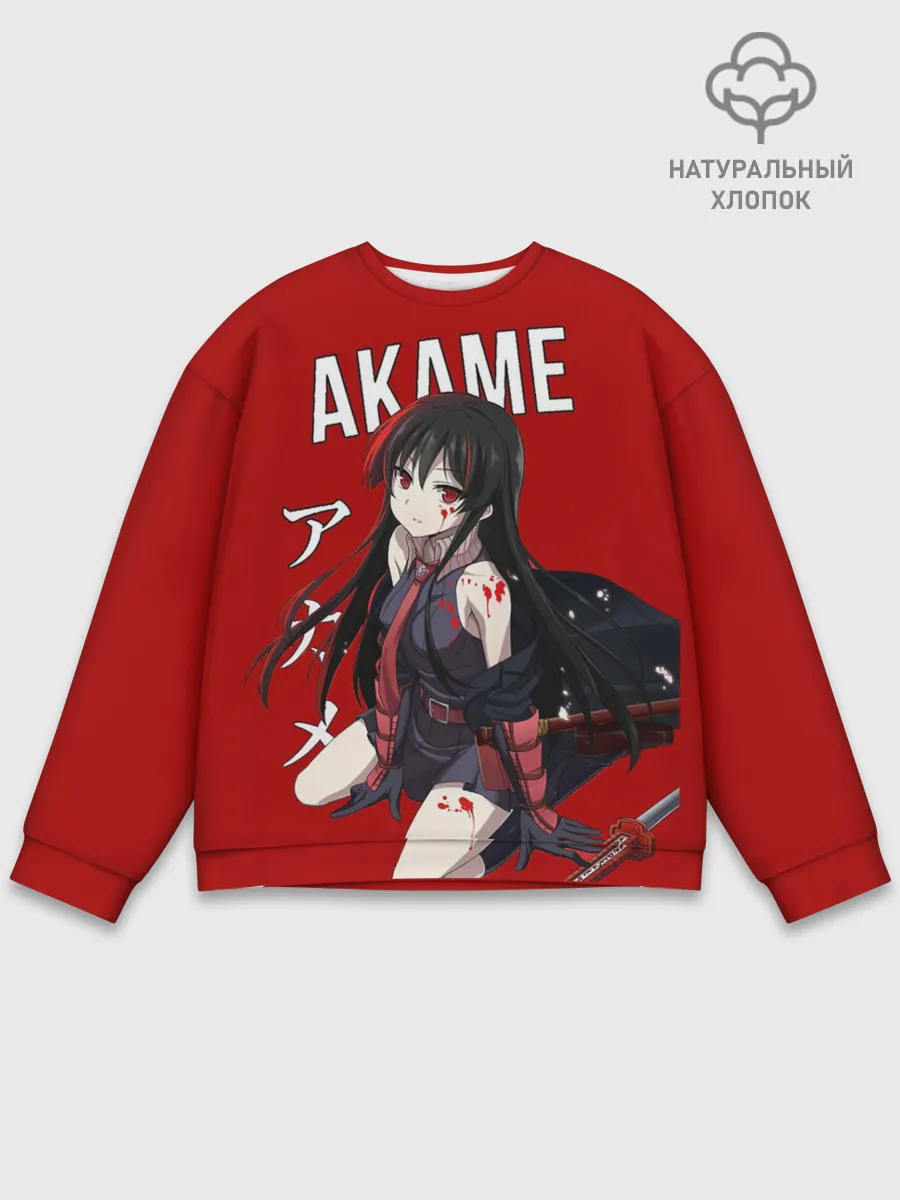 Мужской свитшот базовый / Убийца Акаме на красном фоне
