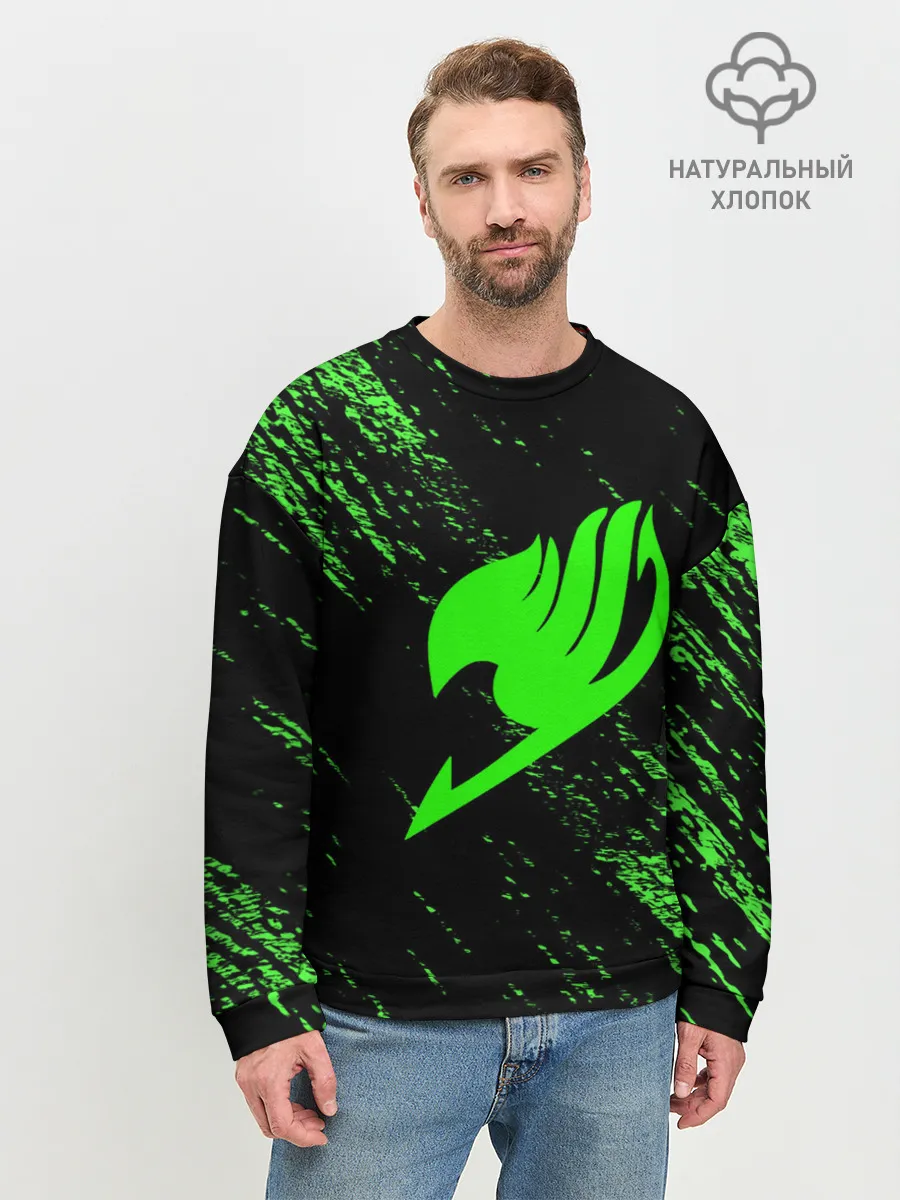 Мужской свитшот базовый / Хвост Феи зеленая диагональ