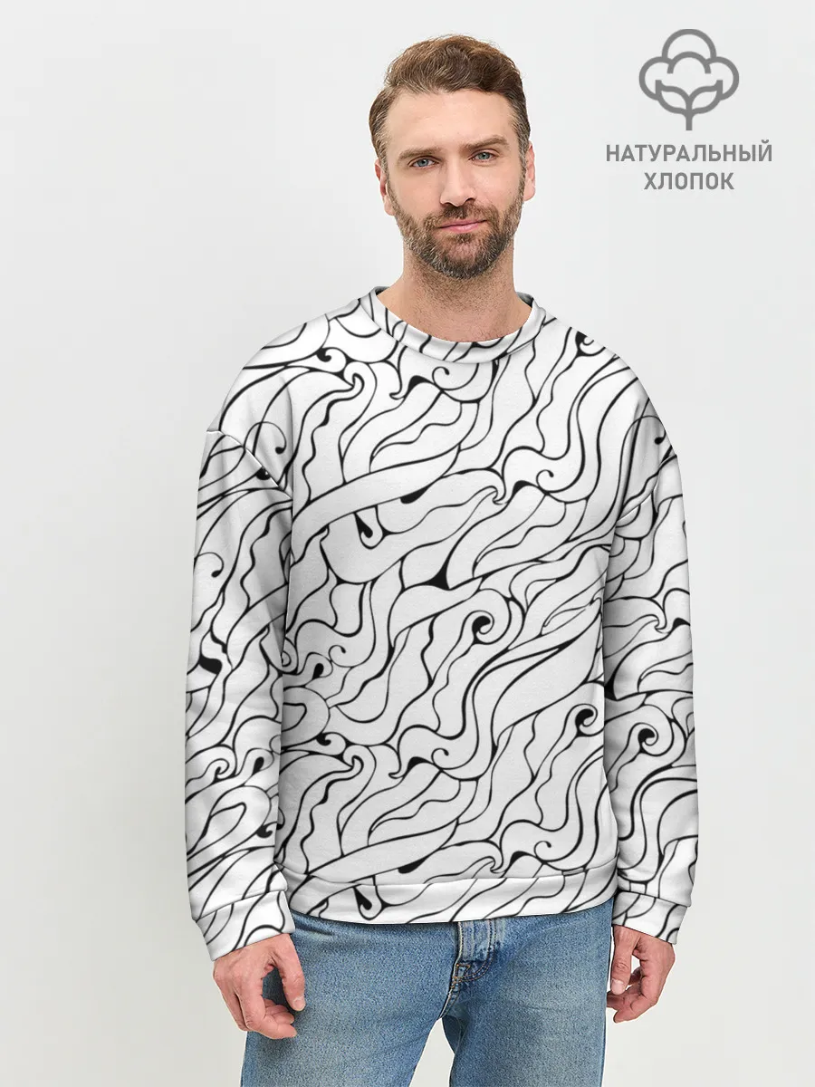 Мужской свитшот базовый / Черно-белые узоры