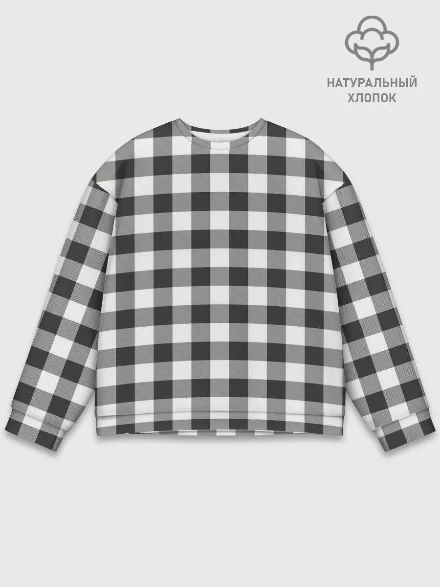 Мужской свитшот базовый / Черно-белая клетка