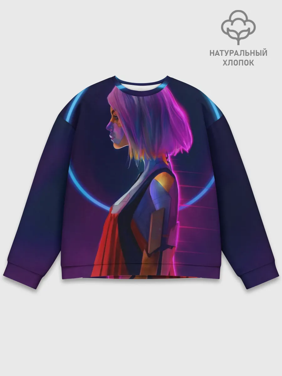 Мужской свитшот базовый / Девушка в неоне