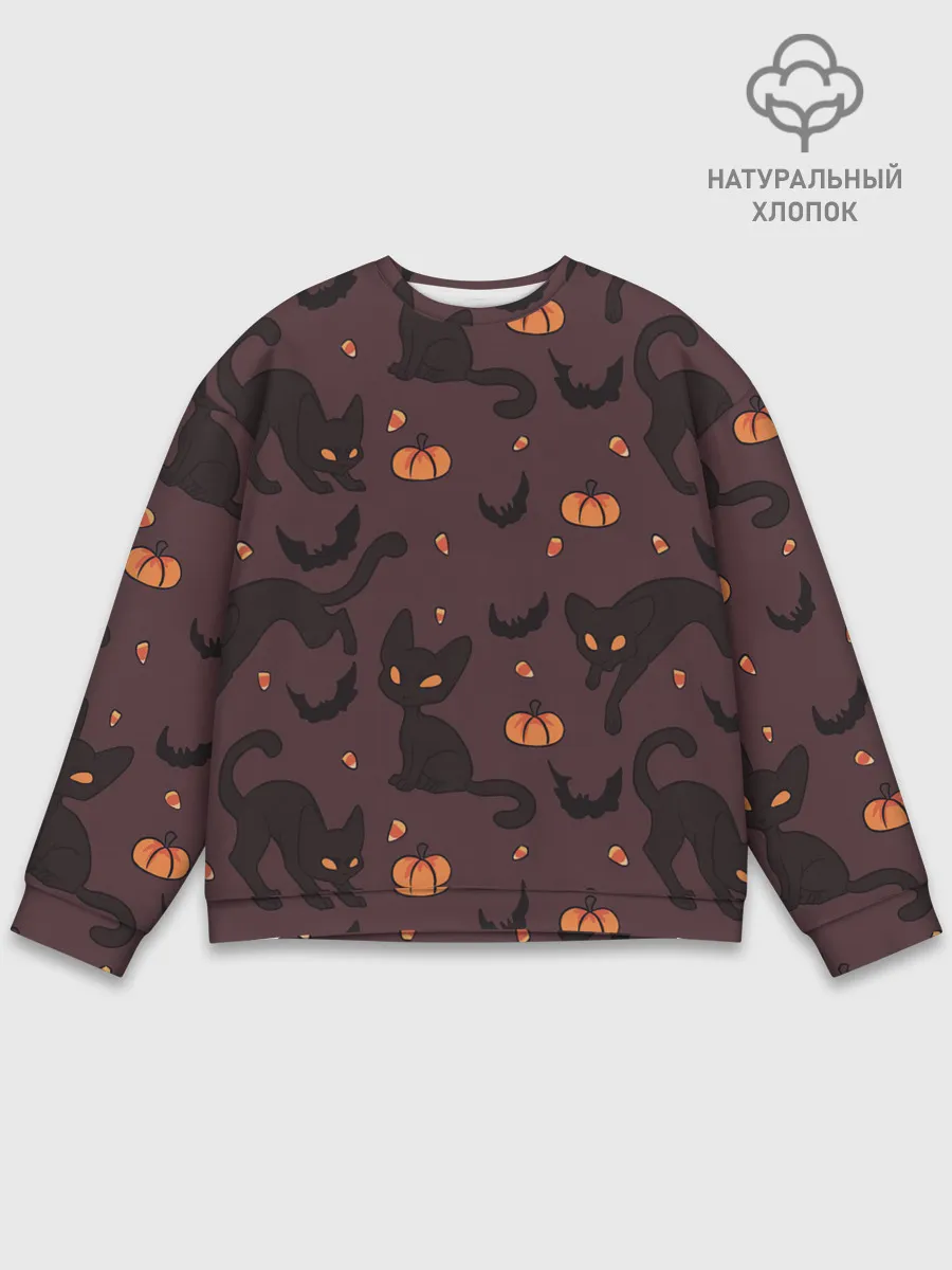 Мужской свитшот базовый / Хэллоуиновский кот