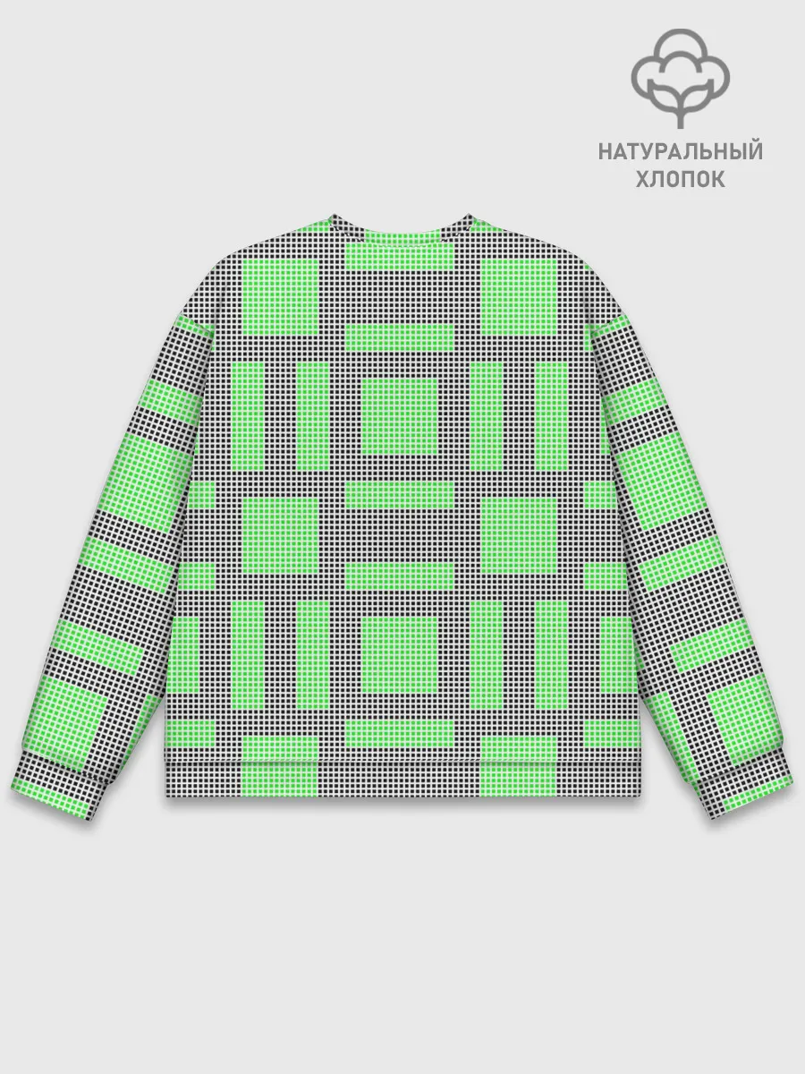 Мужской свитшот базовый / Пиксели зеленые