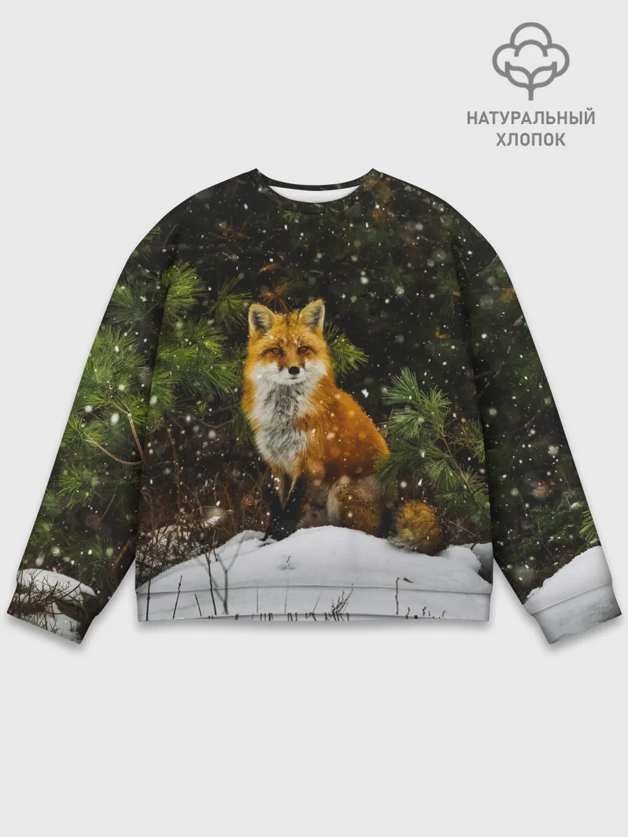 Мужской свитшот базовый / Лиса и снег