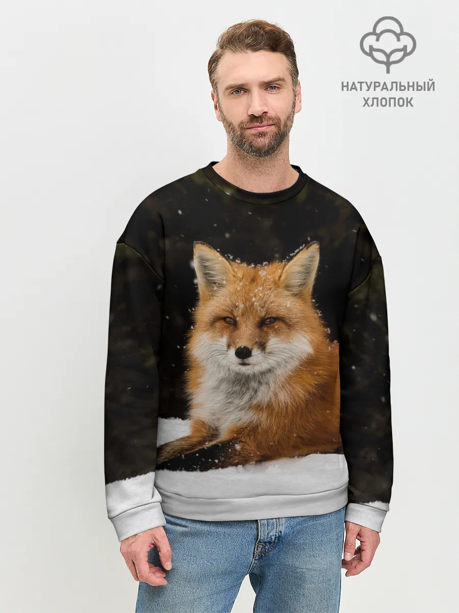 Мужской свитшот базовый / Лиса и снег