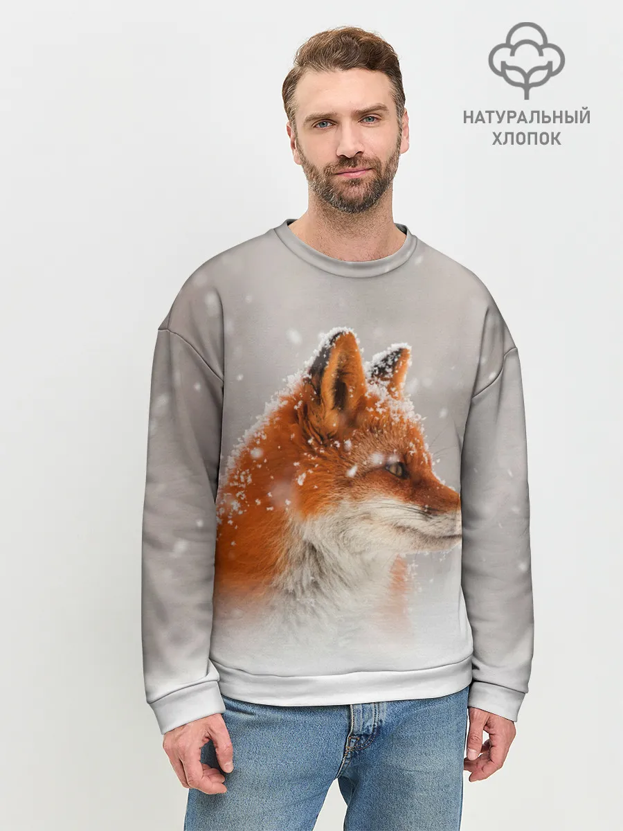 Мужской свитшот базовый / Лиса и снег