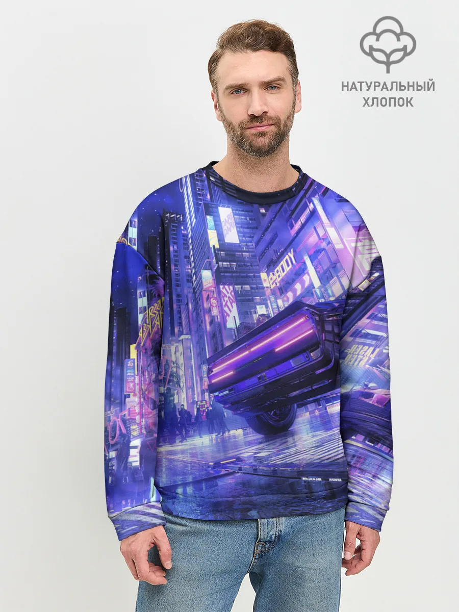 Мужской свитшот базовый / Cyberpunk city