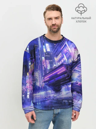 Мужской свитшот базовый / Cyberpunk city