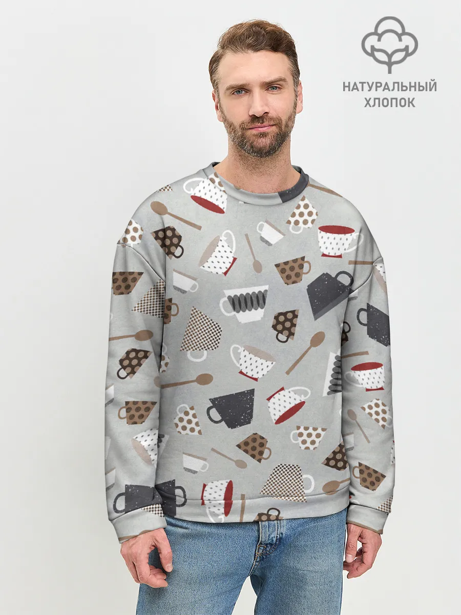 Мужской свитшот базовый / Утро начинается с кружки