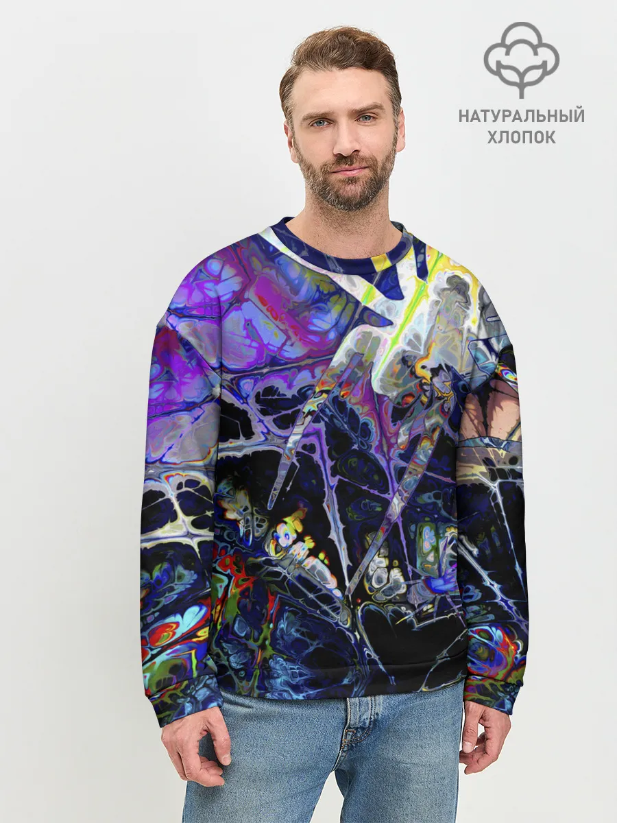 Мужской свитшот базовый / Gasoline stains abstraction
