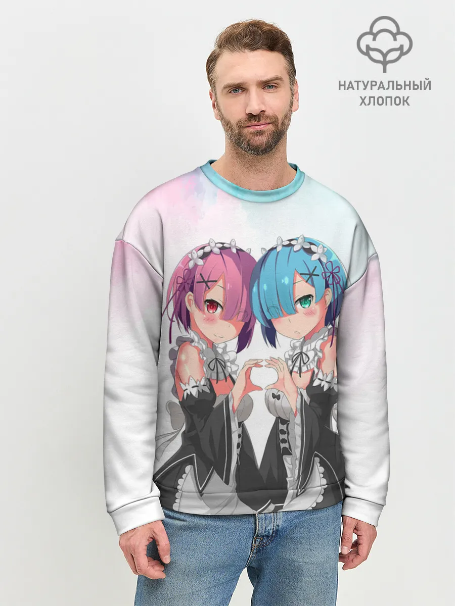 Мужской свитшот базовый / Re:Zero, Рам и Рем