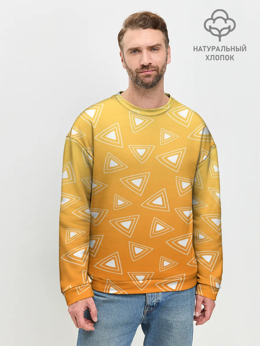 Мужской свитшот базовый / Kimetsu no yaiba оранжевый паттерн