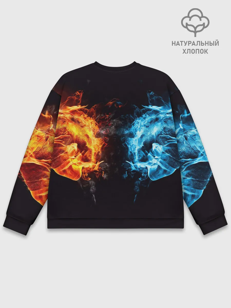 Мужской свитшот базовый / Абстракция,Инь-Ян,Огонь,Вода