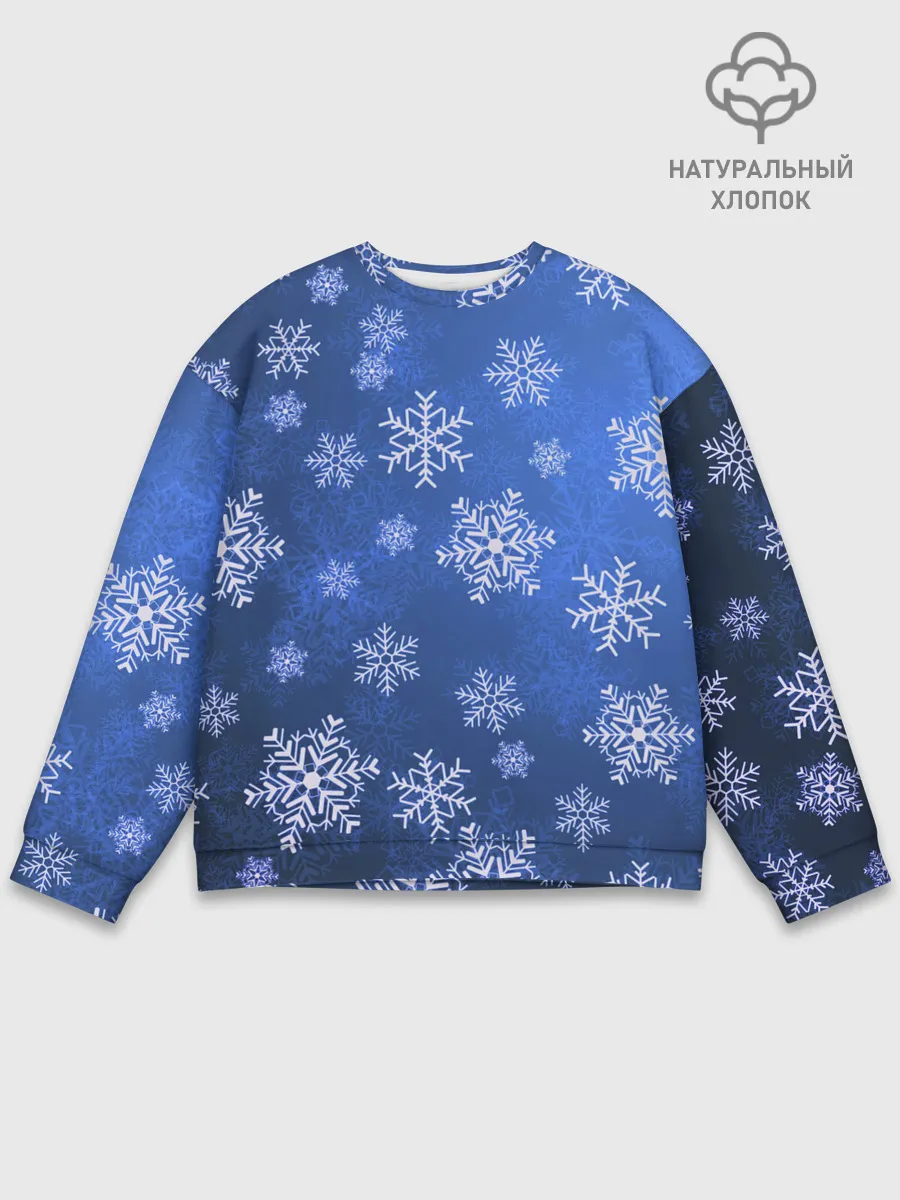 Мужской свитшот базовый / Снежинки.