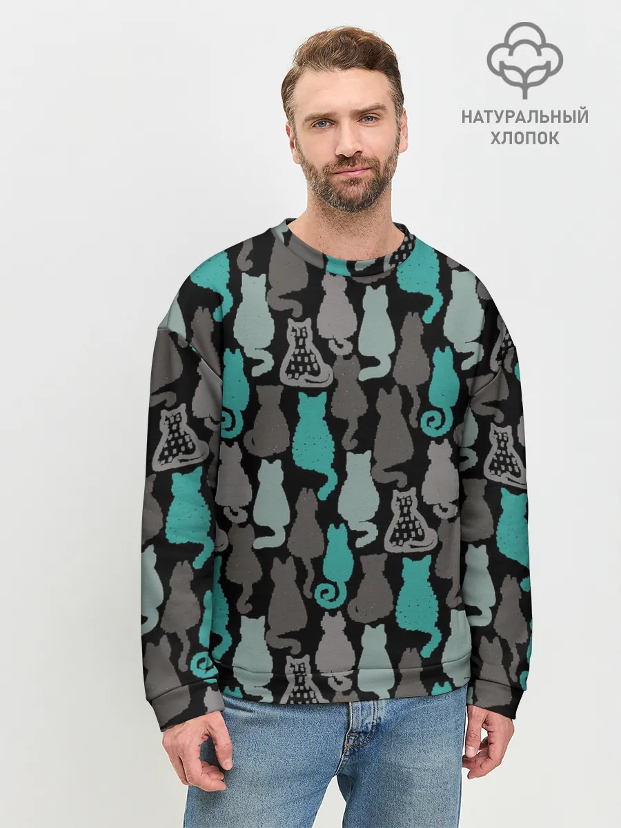 Мужской свитшот базовый / Коты паттерн