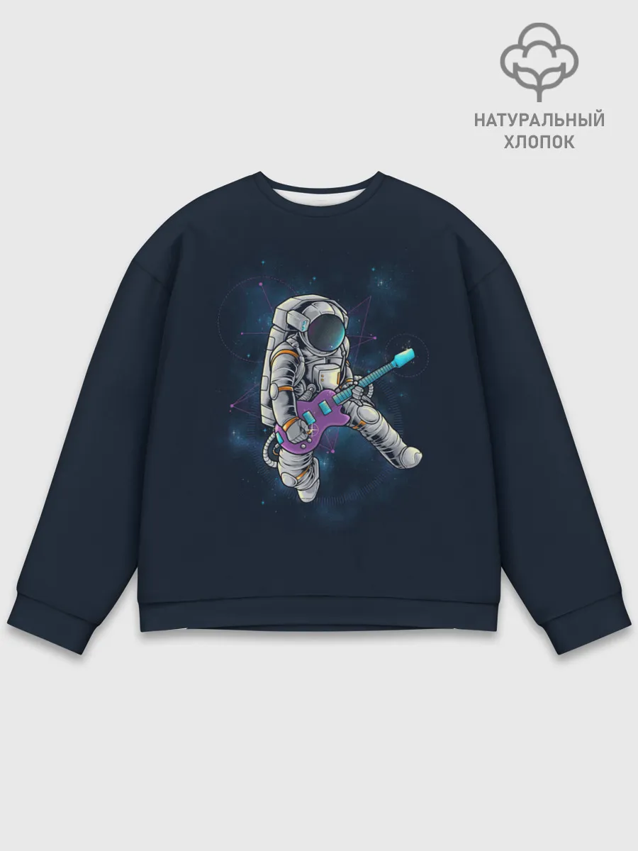 Мужской свитшот базовый / Космонавт с гитарой