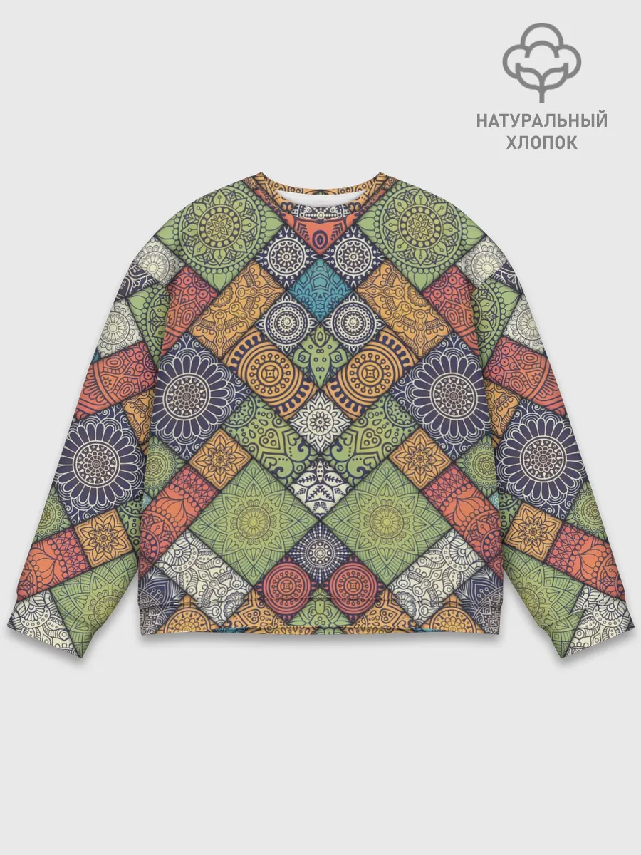 Мужской свитшот базовый / Мандалы лоскутный печворк