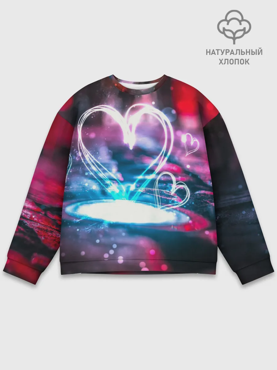 Мужской свитшот базовый / Неоновое сердце