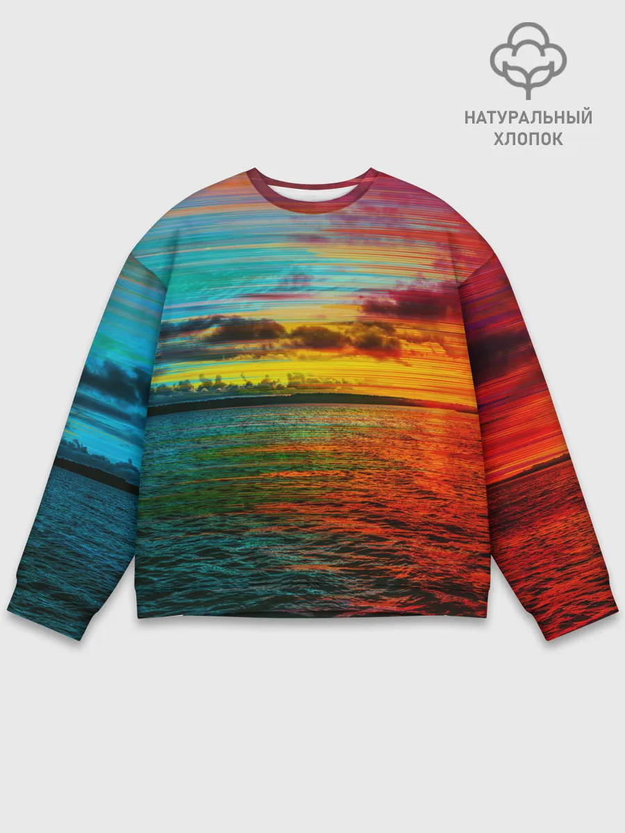 Мужской свитшот базовый / Glitch Sunset