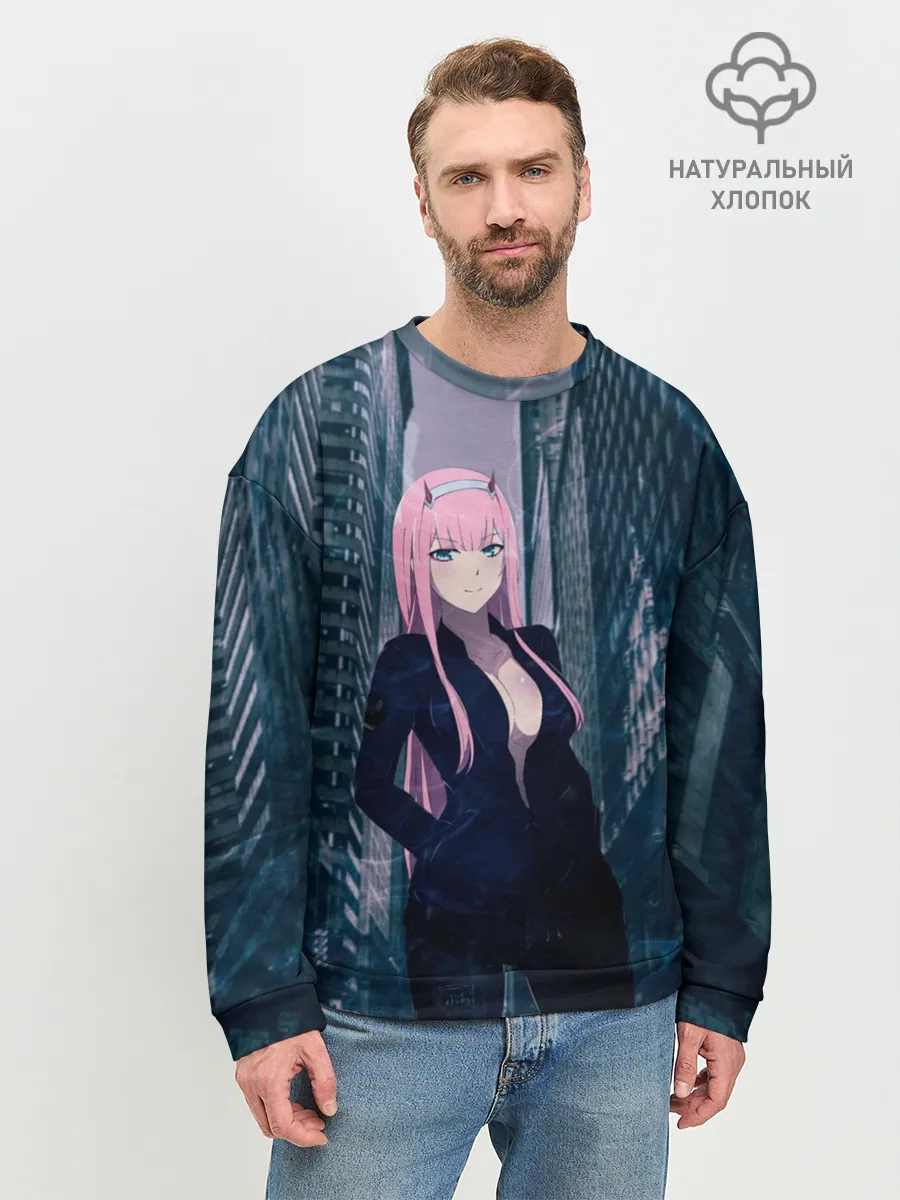 Мужской свитшот базовый / Zero Two в большом городе