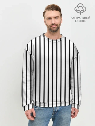 Мужской свитшот базовый / Чёрные и белые полосы