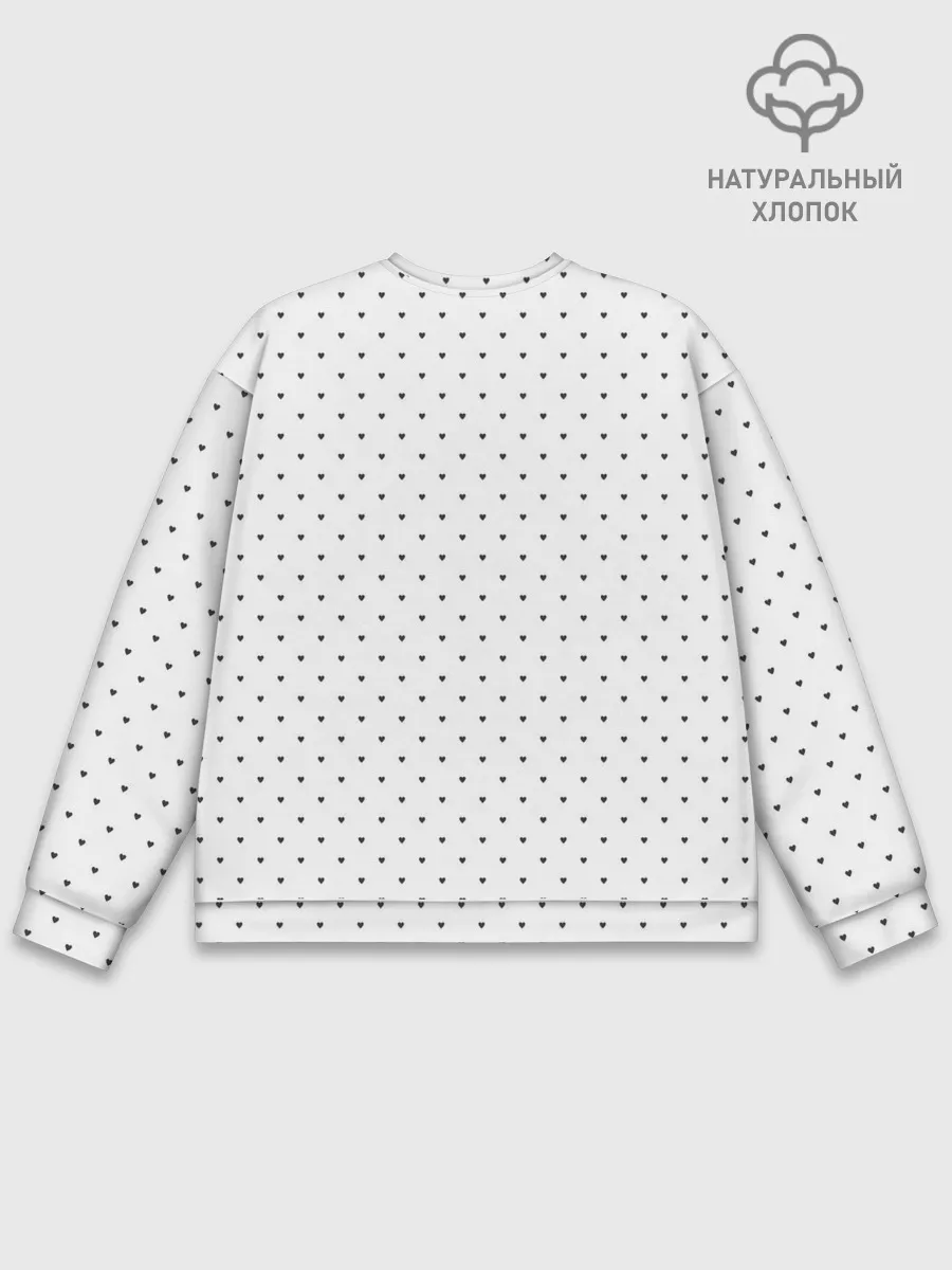 Мужской свитшот базовый / Сердечки черные на белом