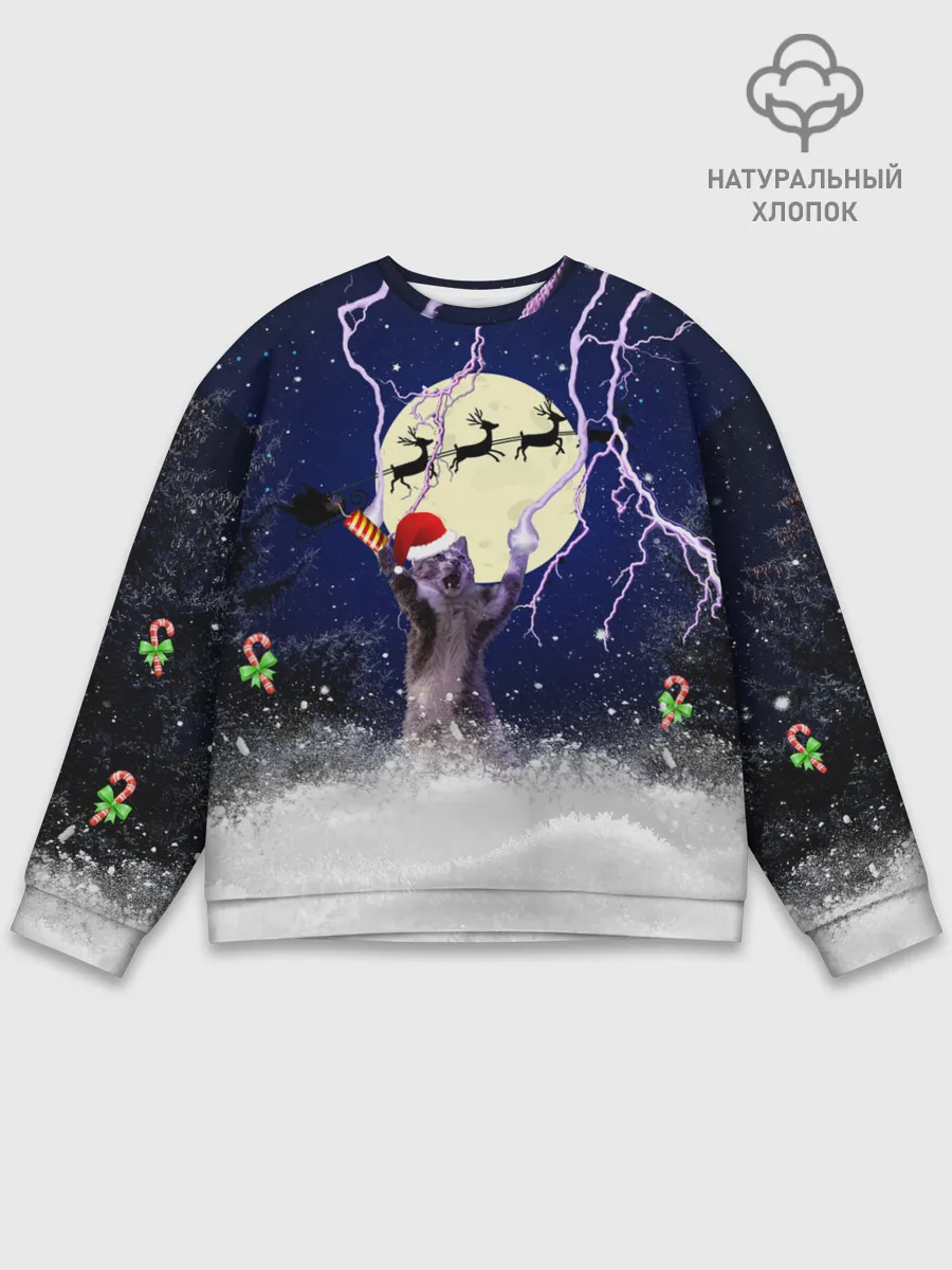 Мужской свитшот базовый / Новогодний Кот