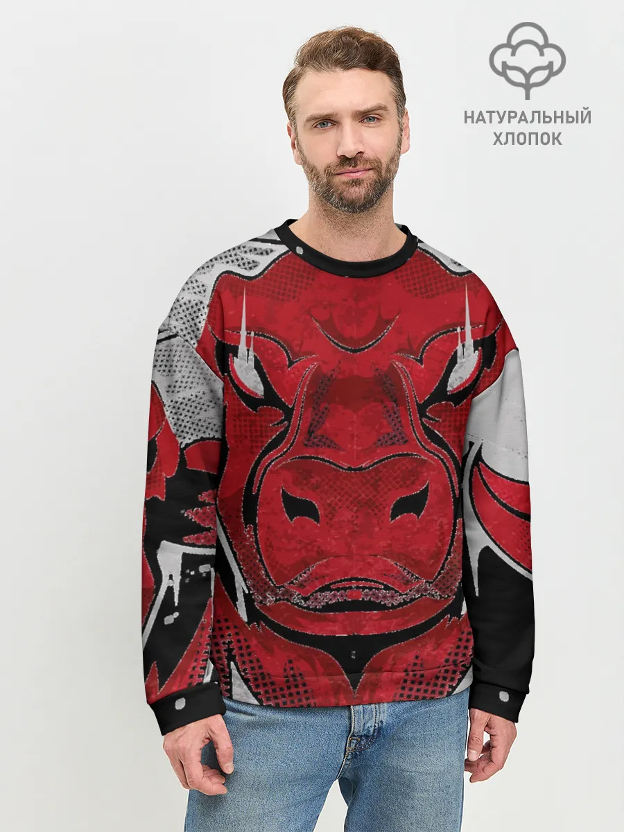 Мужской свитшот базовый / Красный бык