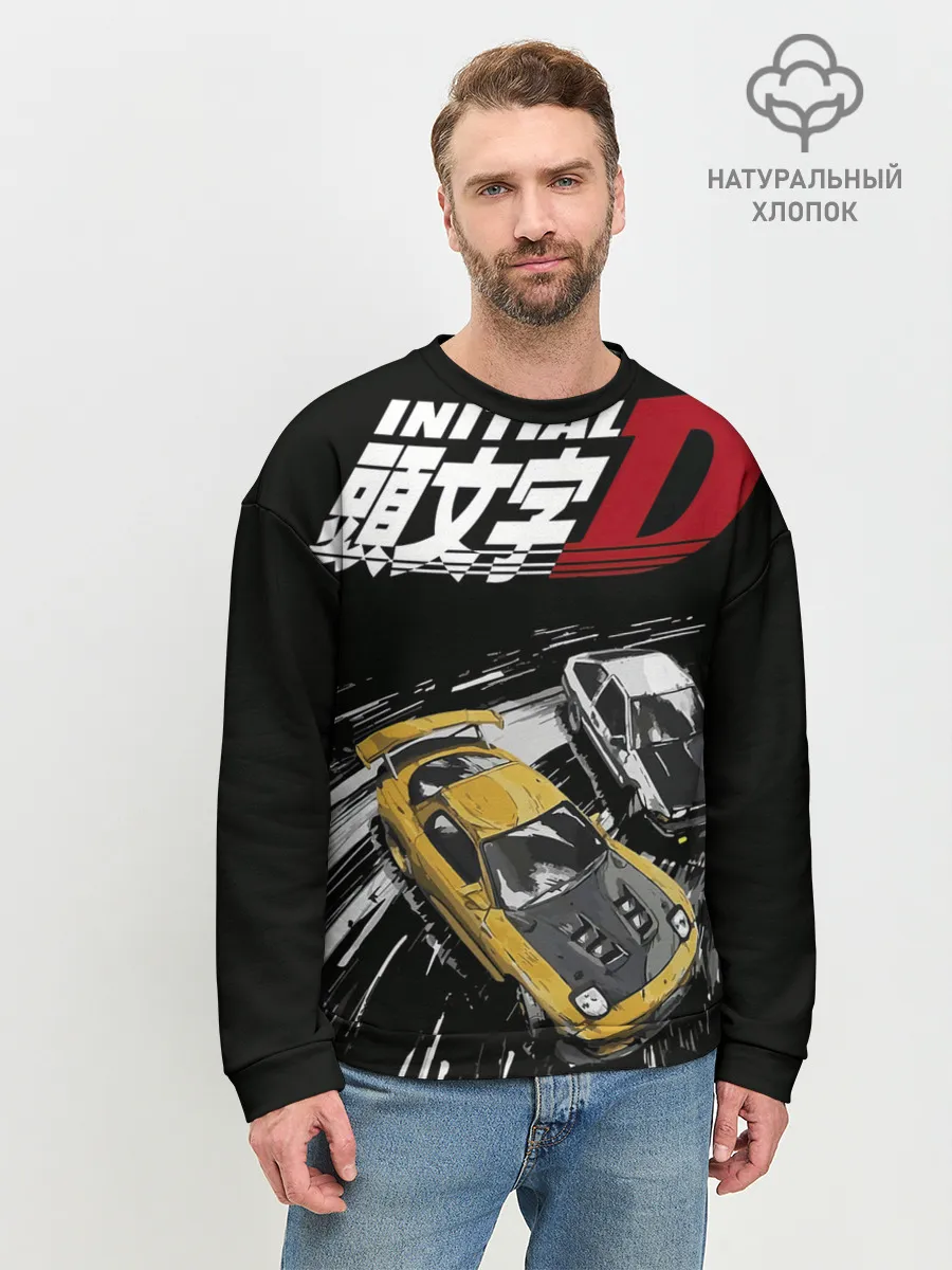 Мужской свитшот базовый / Initial D две машины