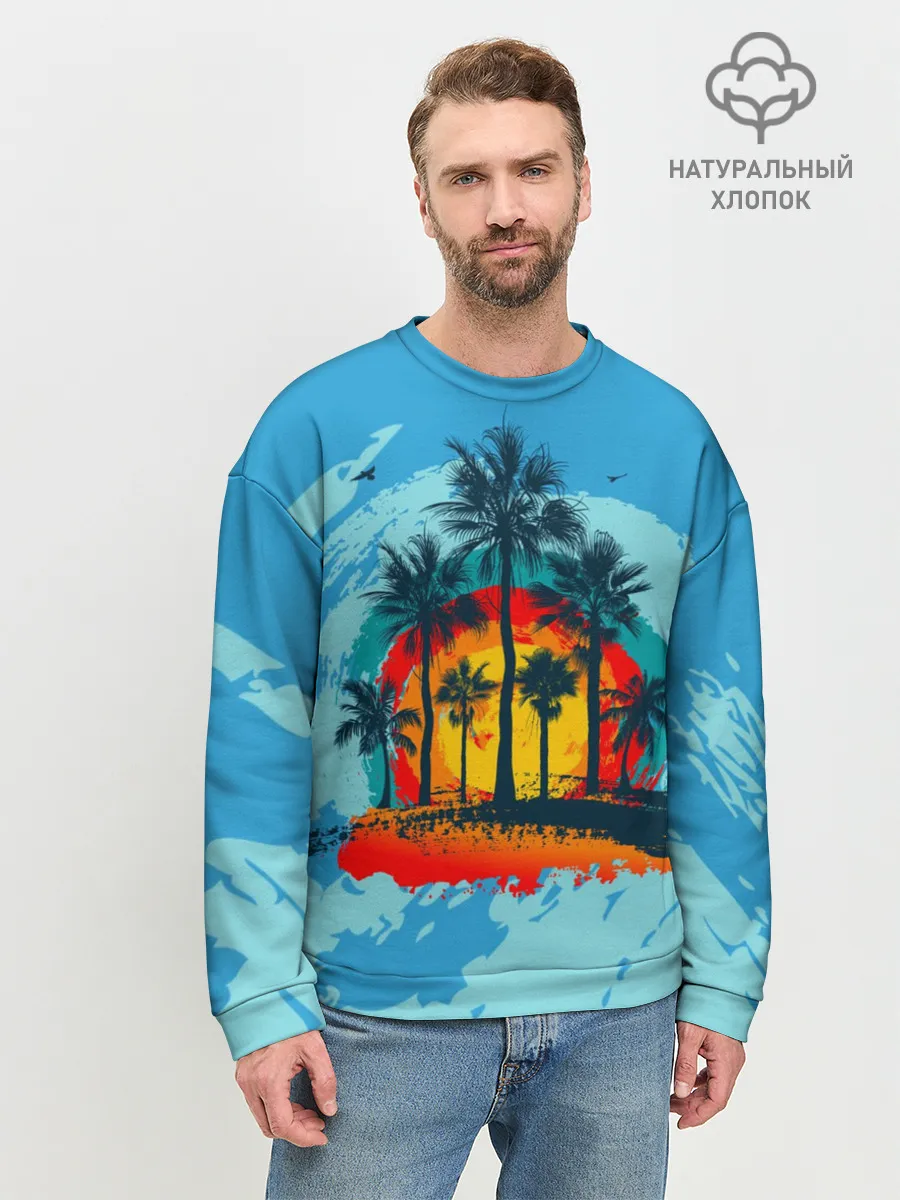 Мужской свитшот базовый / Море. Пальмы. Песок