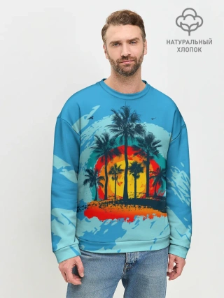 Мужской свитшот базовый / Море. Пальмы. Песок