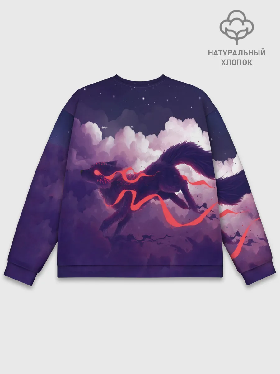 Мужской свитшот базовый / Лиса бежит по облакам